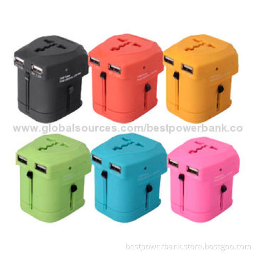 Hot sell universal worldwide mobile phone charger with dual USB port CE/RoHS/FCC/SGS approved